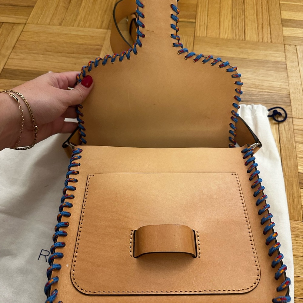 Rebecca Minkoff Tan Crossbody Bag with Blue Accents - Picture 5 of 6